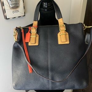 Coach 25304 Soft Legacy Pebbled Leather Rory Satchel Midnight Navy